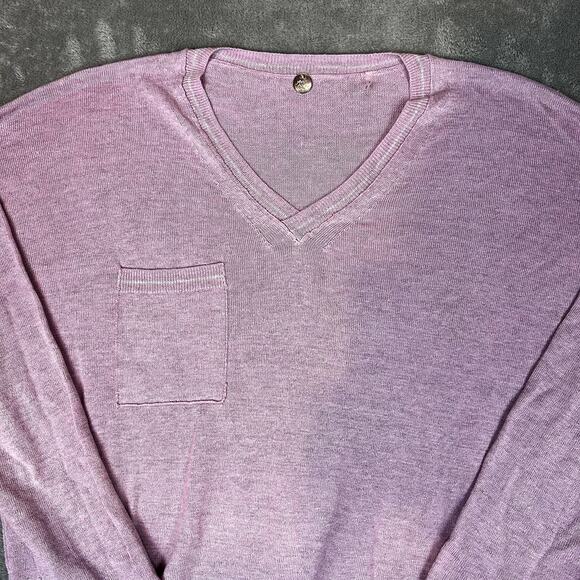 Margaret O'Leary Sweater Women's S Pink V Neck Linen Viscose Romantic Sweet - Picture 2 of 8